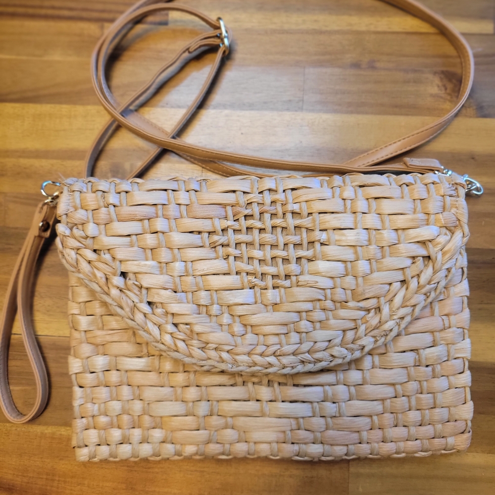 Woven Tan Crossbody Bag